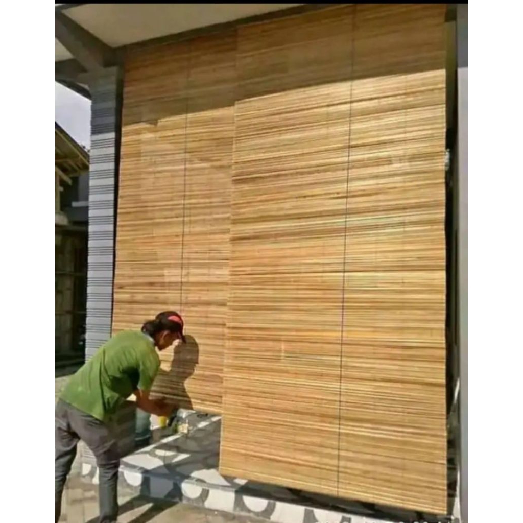 tirai bambu outdoor indoor 2x3m tirai gratis tali penggulung
