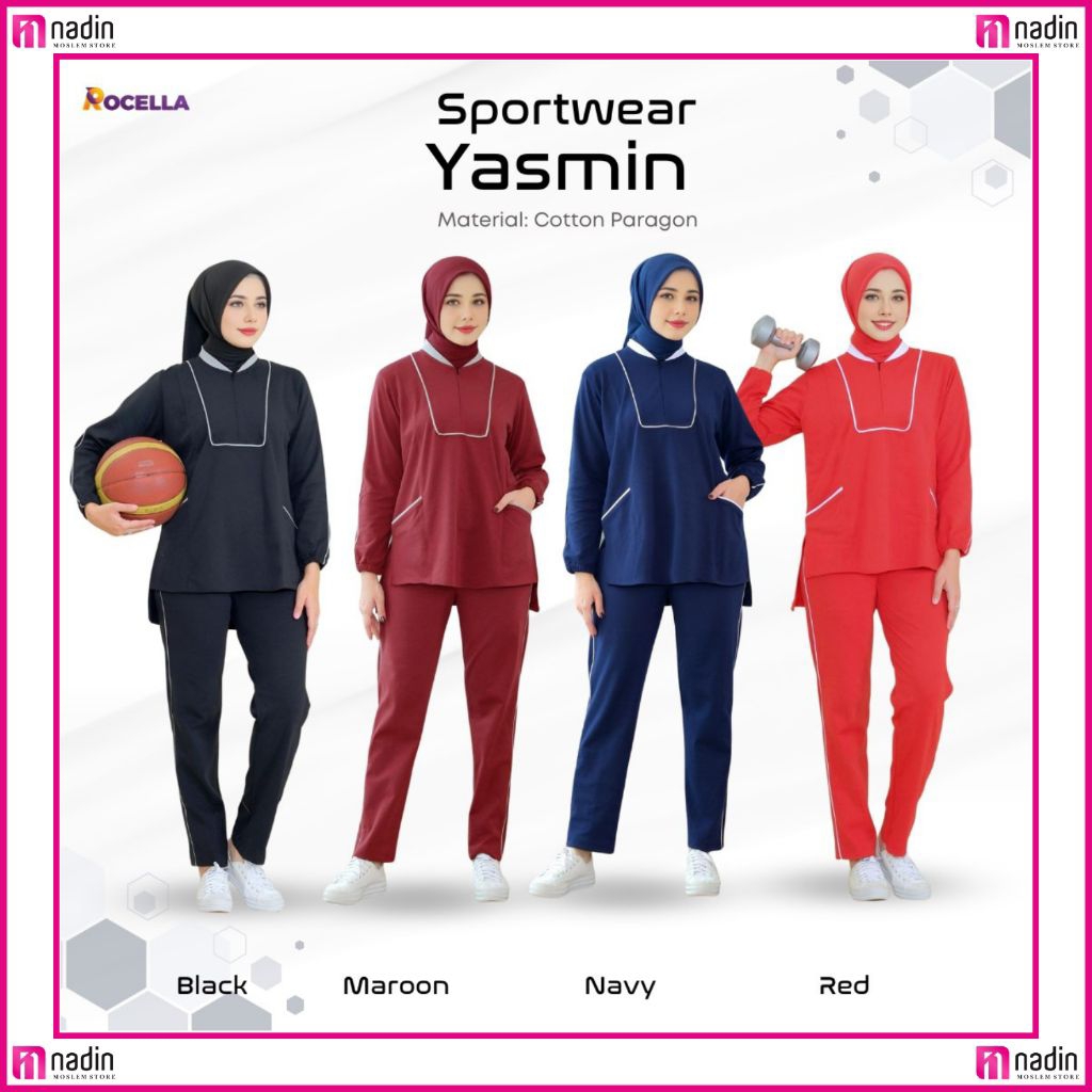 YASMIN OUTFIT MUSLIM OLAHRAGA WANITA KEKINIAN SET BAJU OLAHRAGA