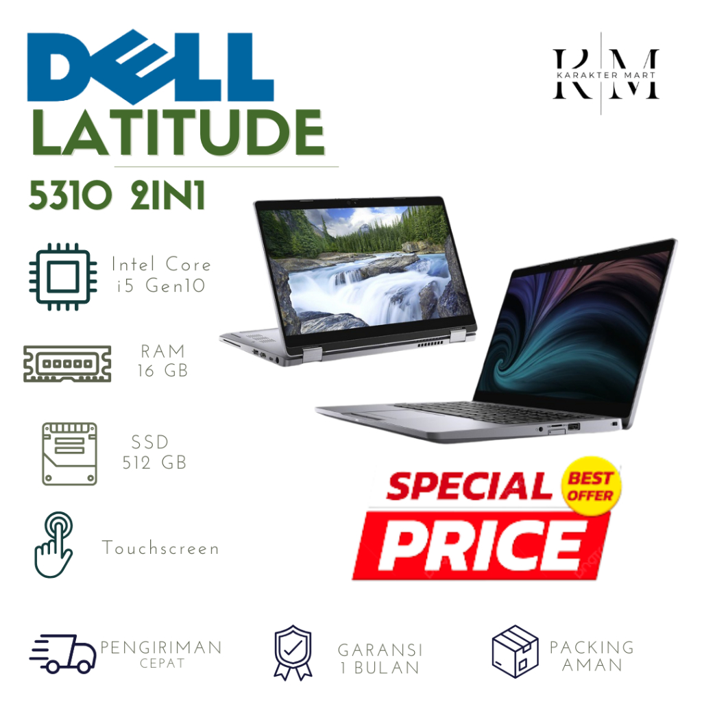 Laptop Dell Latitude 5310 2in1 Flip Touchscreen Tablet Gen 10 Intel Core i5 i7 Ram 16GB SSD 512GB