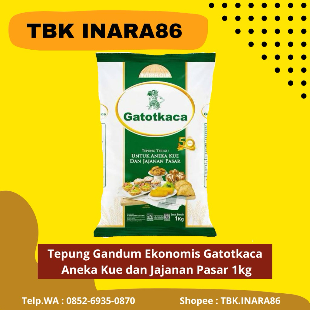 

Gatotkaca Tepung Terigu 1 Kg – Tepung Premium Serbaguna untuk Roti, Kue & Gorengan