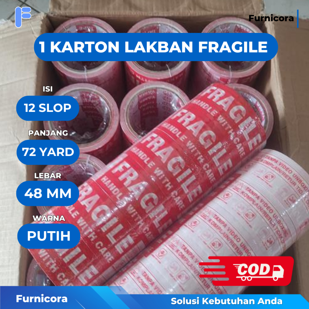 

1 KARTON ISI 12 SLOP - Lakban Fragile 72 Yard Harga Grosir Hemat Isi 12 SLOP / 1 Karton Lakban Packing Paket Lakban Jangan di Banting Lakban Awas Pecah