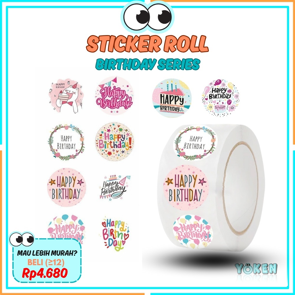 

YO! Premiun Sticker Roll Birthday Series 500pcs - Stiker Label Ulang Tahun SS001