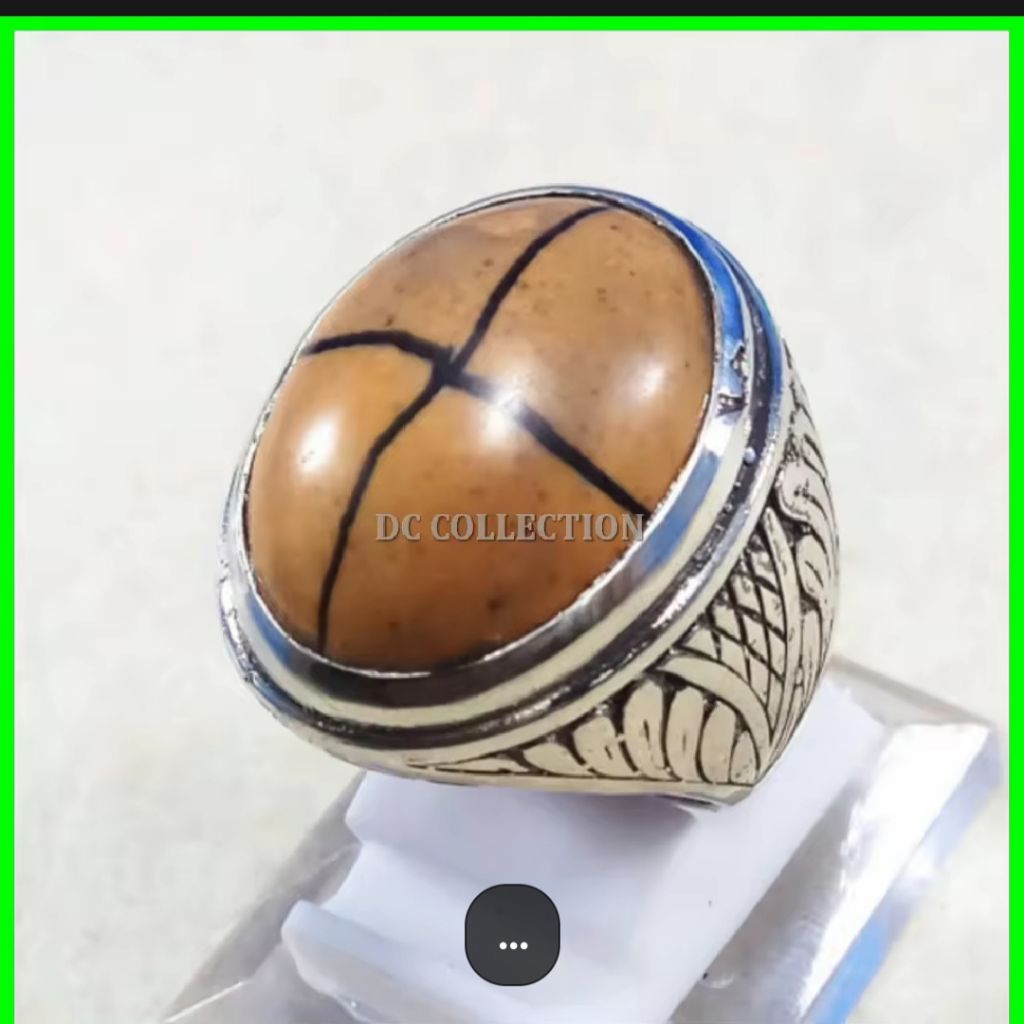 cincin batu akik tapak jalak galih asem ring alpaka dim 18x13mm