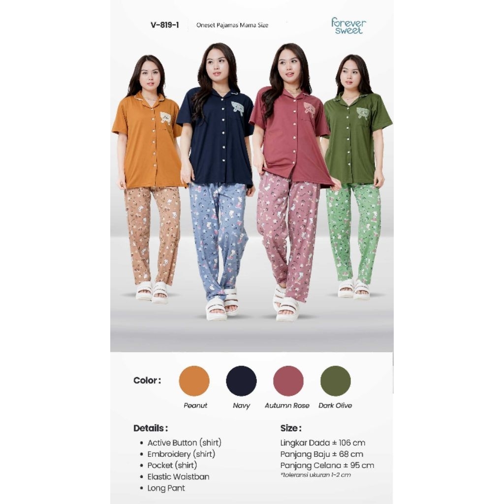 FOREVER SWEET Baju Tidur Celana Panjang Mama Size