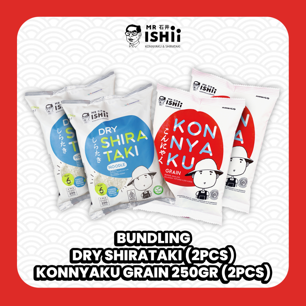 

MR. ISHII - Paket Bundling - Double Konnyaku Grain 250gr (2 Pcs) + Dry Shirataki (2 Pcs)