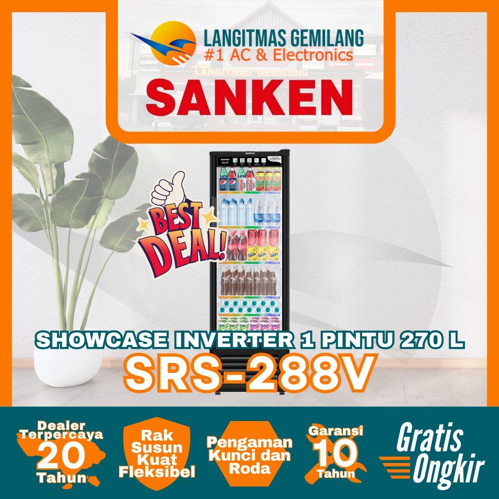 SANKEN SHOWCASE Inverter 1 Pintu 270 Liter SRS-288V
