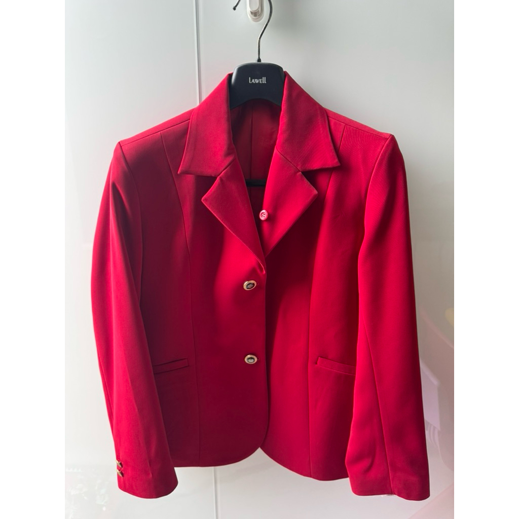 jas blazer merah wanita lawell