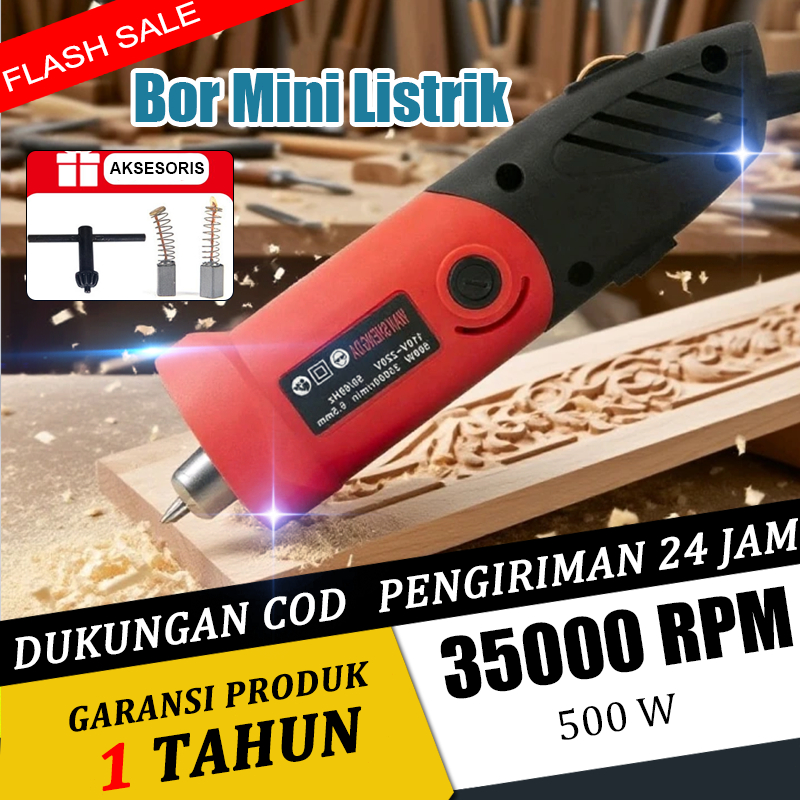 DEWIN Gerenda Listrik Mini Set Lengkap 35000RPM Mesin Jade Ukir Poles 124PCS Bor Mini 500W Grinder L