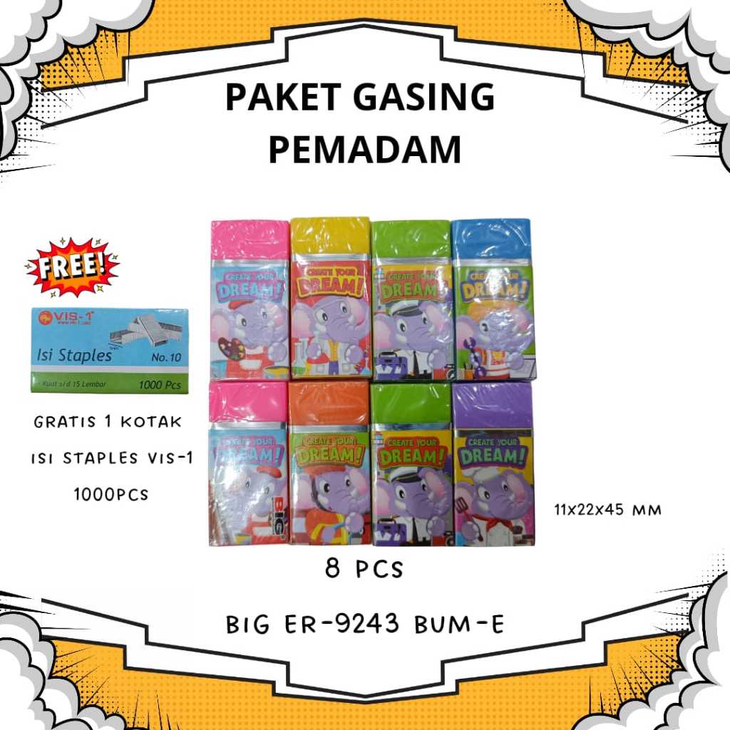 

paket gasing pemadam big ER-9243 BUM-E besar free isi starples vis-1 ini 1000pcs