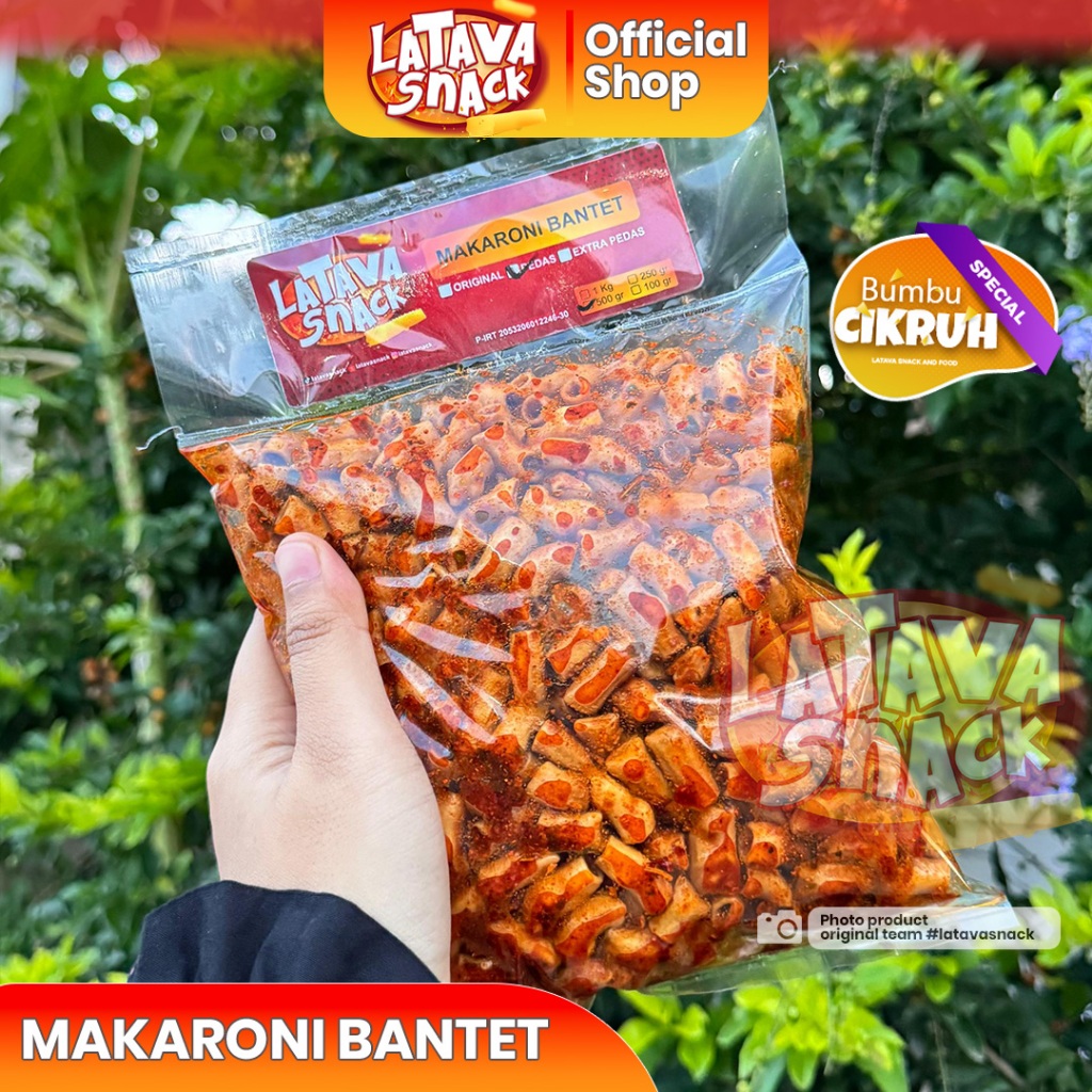 

500 gr Makaroni Bantet Cikruh Daun Jeruk - Renyah LATAVA SNACK Camilan Premium Bumbu Cikruh