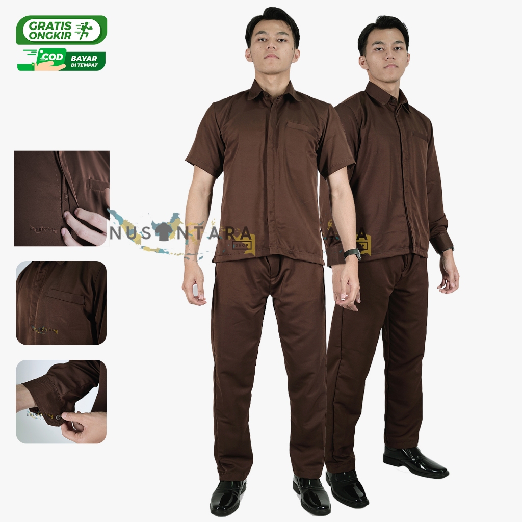 Seragam Safari Terbaru 2025 Setelan Safari Security Satpam Warna Coklat