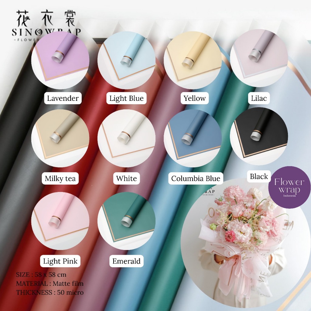 

Cellophane Flower wrapping paper varian Frame list gold premium paper florist kertas buket bunga premium