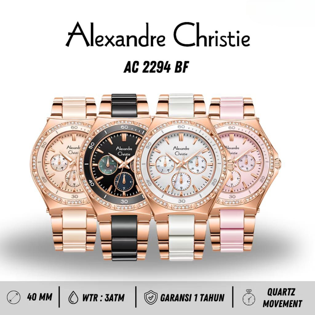 Jam Tangan Wanita Alexandre Christie AC2294 AC 2294 Ceramic Original