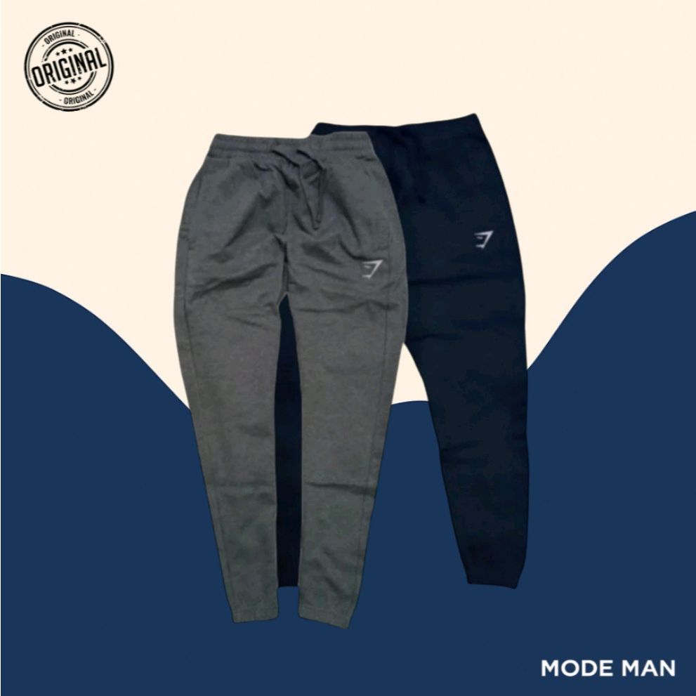 Gym-Shark Celana Jogger Cowok Essential Oversized – Celana Jogger Oversized, Katun Tebal, Pinggang T