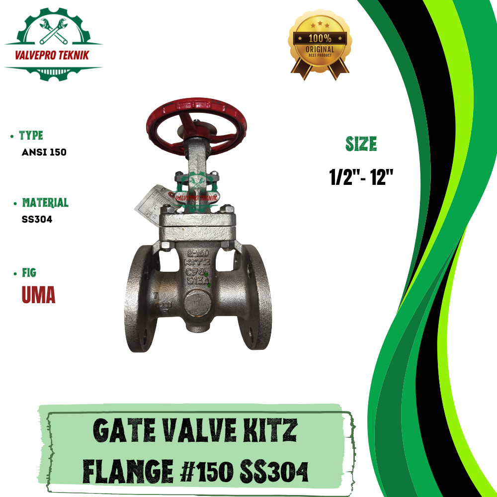 GATE VALVE KITZ SS304 1" INCH FLANGE ANSI 150 ORIGINAL