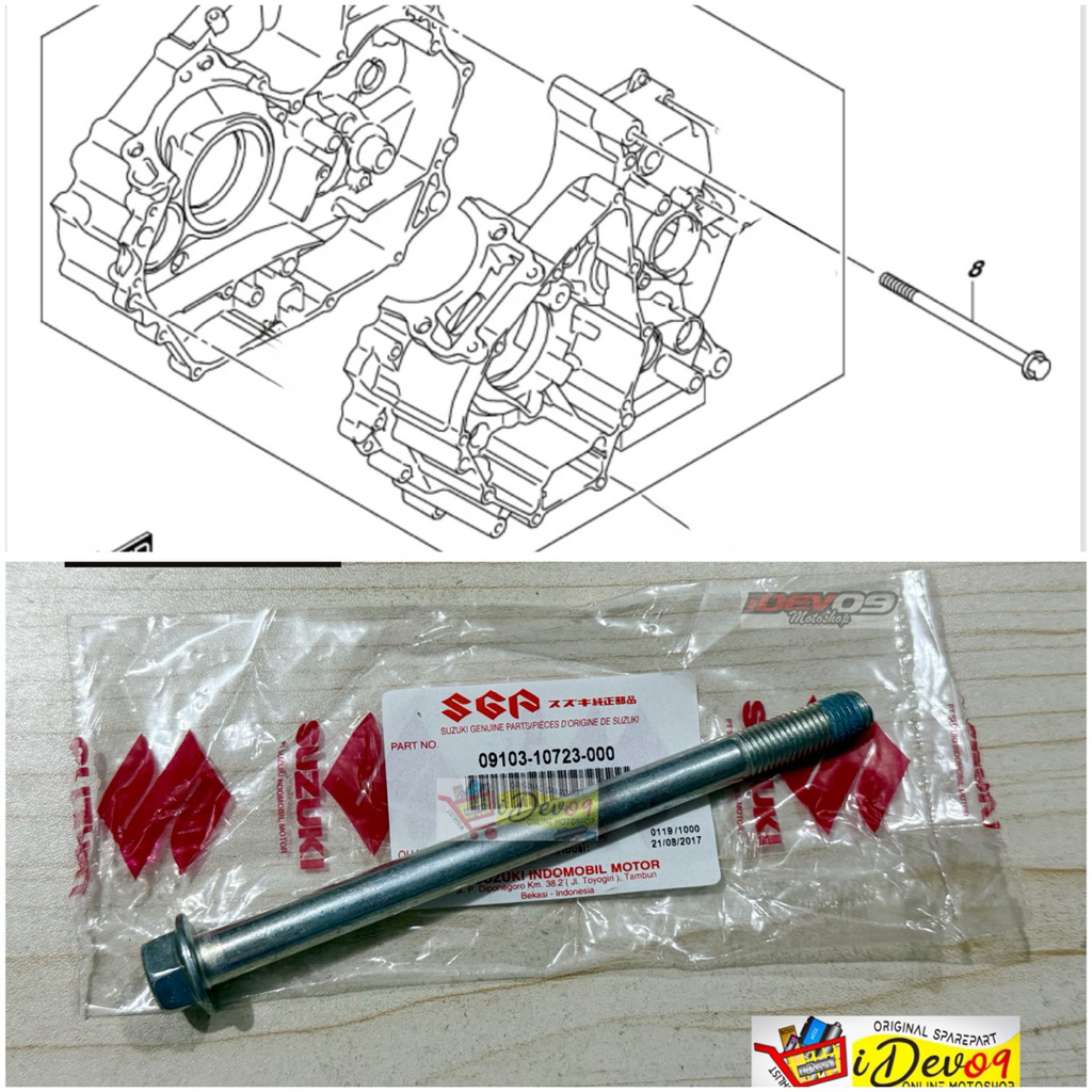 1 Pcs Baut Panjang Mounting Engine Gendong Mesin Satria Fu Fi GSX R S 150 Original SGP