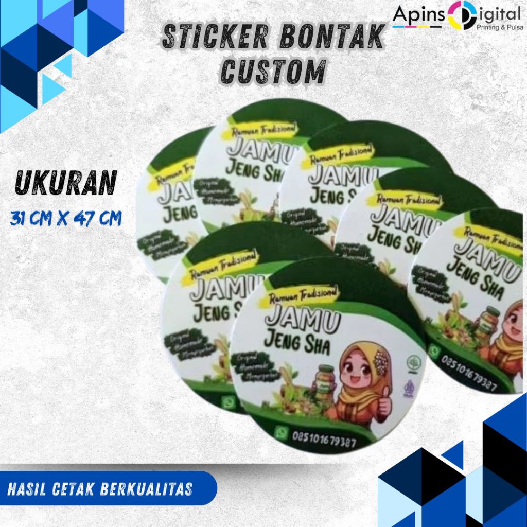 

Cetak Sticker A3 Bontak /Cromo /Sticker label produk/sticker produk custom
