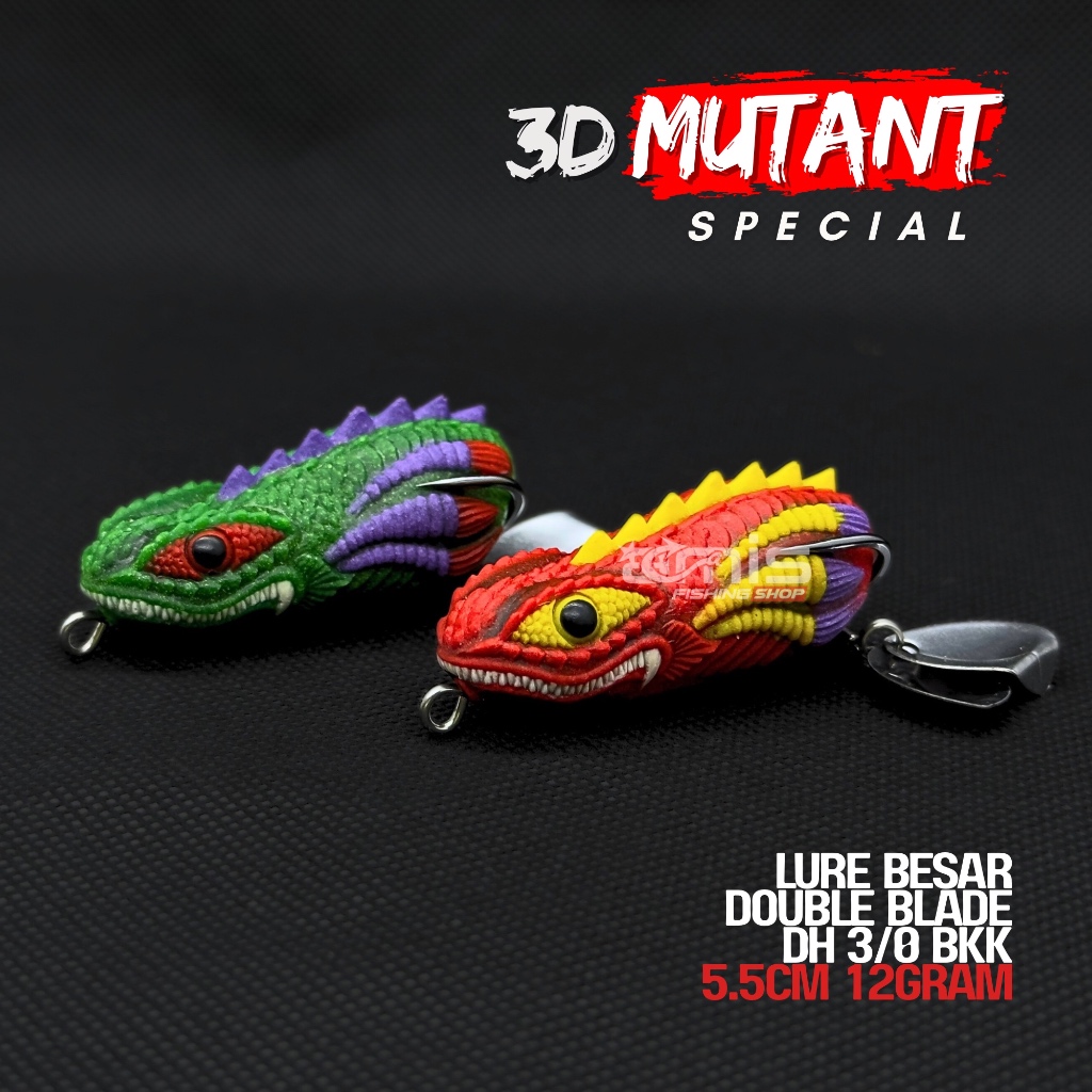 Mutant Special Double Blade 3D Lure Softfrog Umpan Casting Gabus Kodok Karet