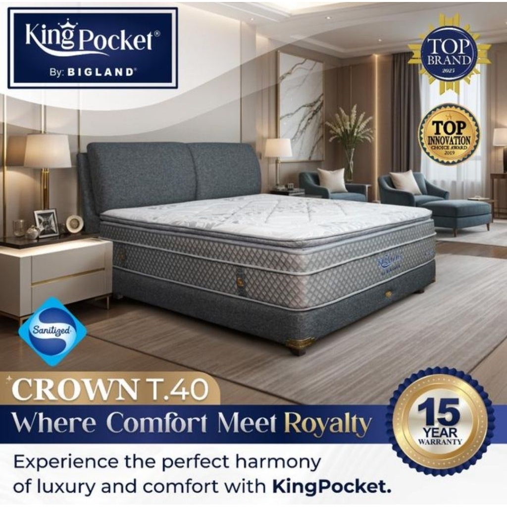 KING POCKET BY BIGLAND SPRINGBED TYPE CROWN T40 160X200 180X200