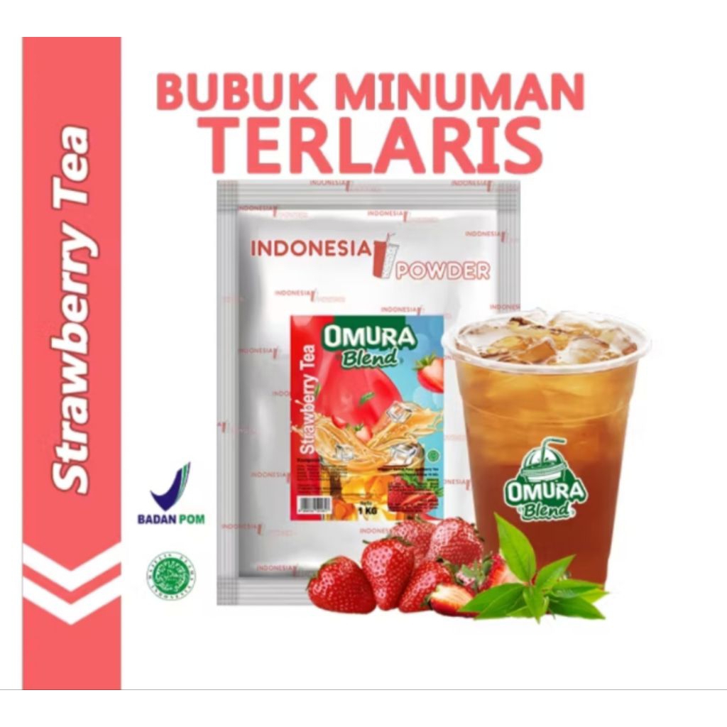 

Omura Blend Bubuk Minuman Premium Rasa Strawberry Tea / Strobery Tea Powder Drink Omura 1kg
