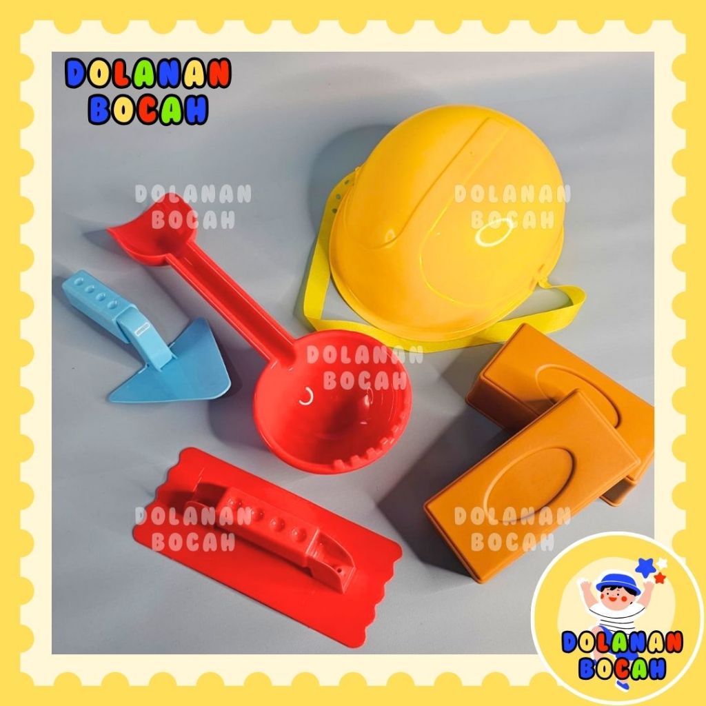 Mainan Helm Perkakas Set Alat Tukang Cetakan Pasir Pantai YP 20