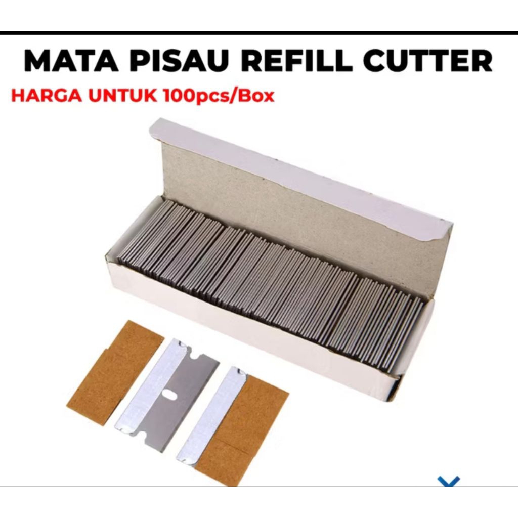 

satu box isi 100 pcs refill blade pisau besi pengikis sticker