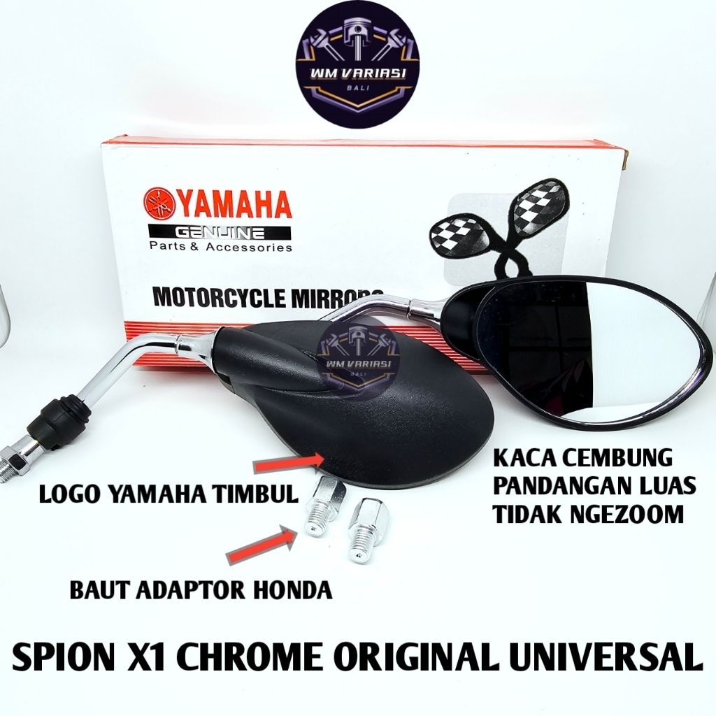 Spion Yamaha X1 125Z Chrome Ori Original Kaca Cembung Universal Semua Motor Nmax Xmax Vario PCX