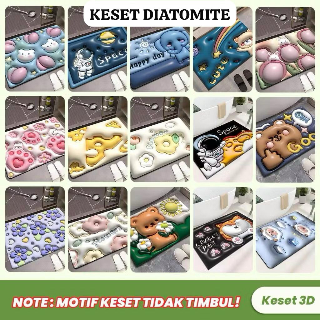 KESET DIATOMITE MOTIF ANTI SLIP / KESET ANTI SLIP / KESET LUCU