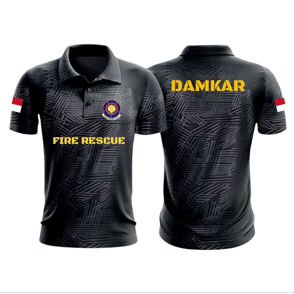 wangky embose damkar kuning/kaos kerah damkar/kaos polo damkar