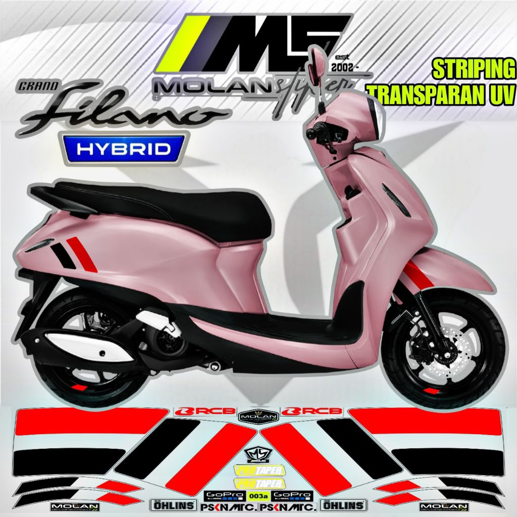 Decal Sticker Striping Variasi Transparan Uv Filano 125 Yamaha Grand Filano125 Hybrid New Filano 125