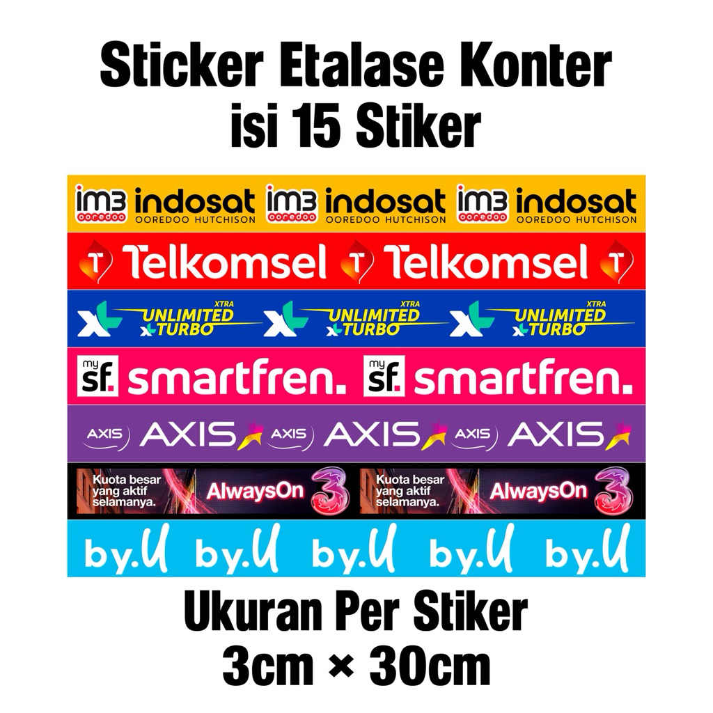 

stiker etalase provider untuk konter ukuran 30cm x 3cm