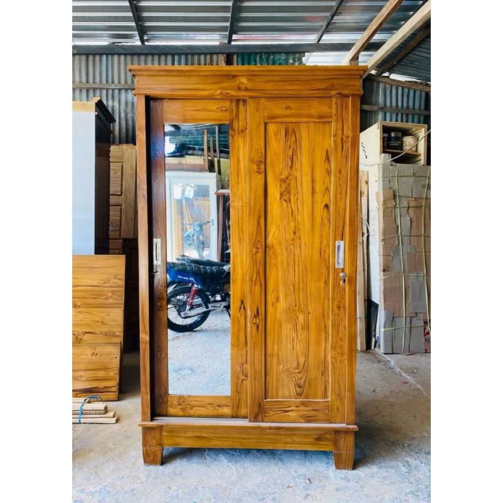 LEMARI JATI SLIDING DOOR