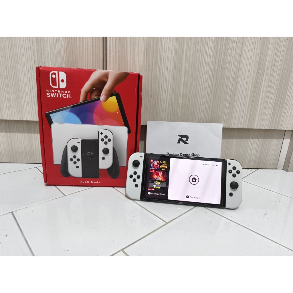 Nintendo Switch OLED White OFW Fullset Second Mulus