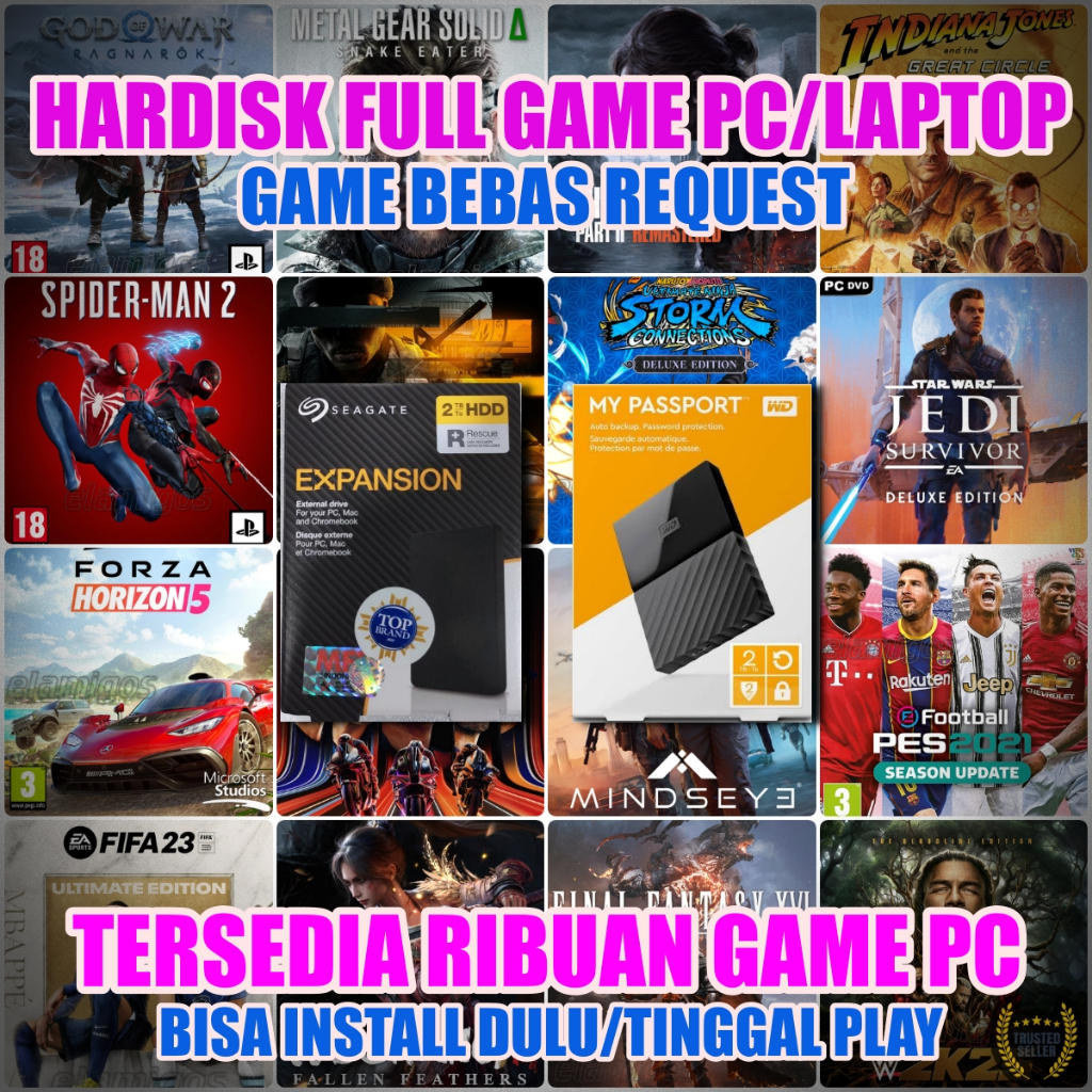 Harddisk External 2TB PC/Laptop Second Merk WD/Seagate