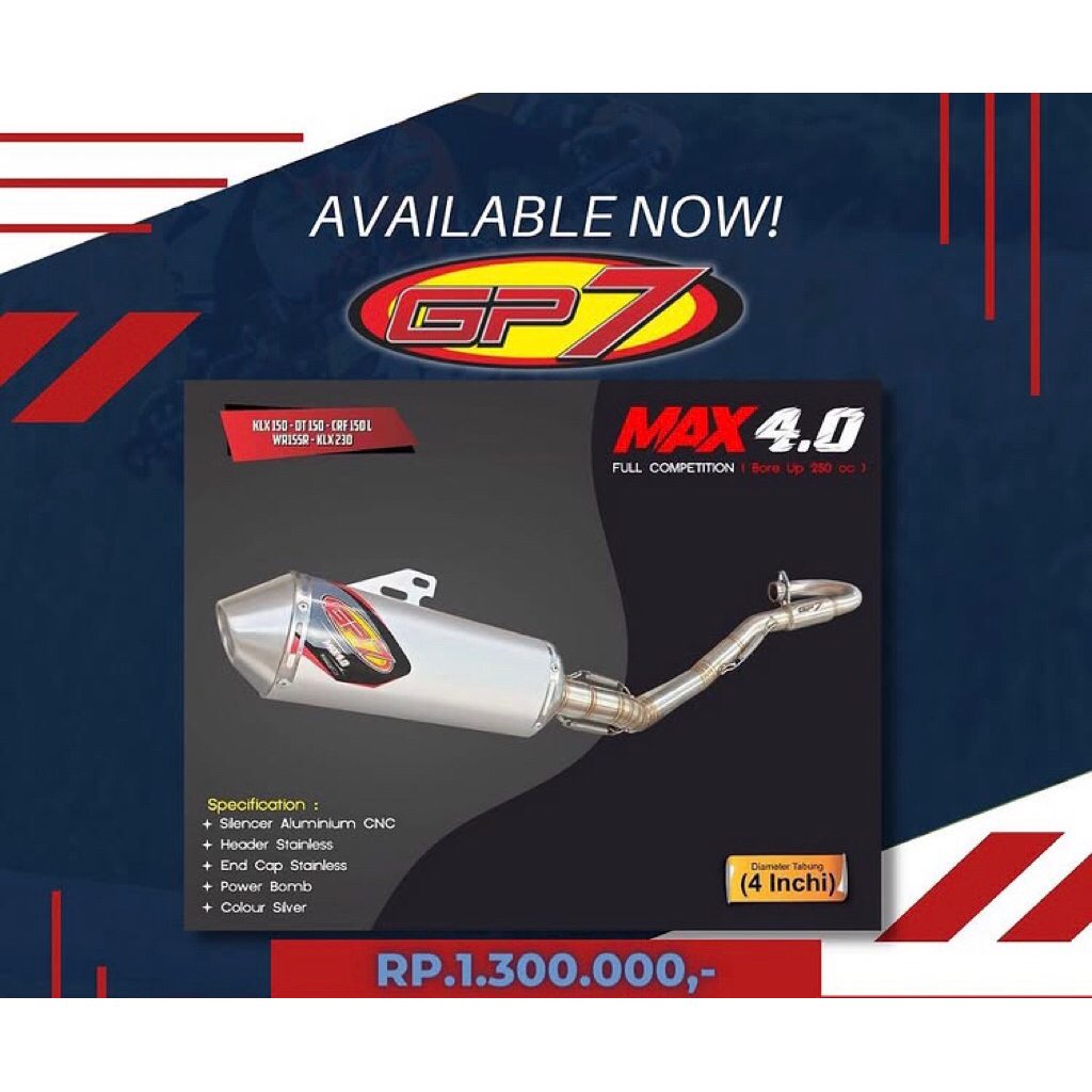 knalpot gp7 max 4.0 for klx & crf