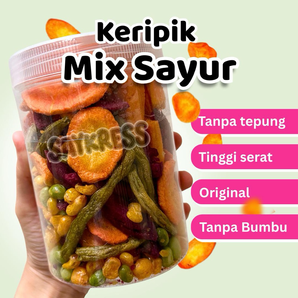 

Saykress Snack Sehat Keripik Mix Sayur 750 ml | Cemilan Original Tinggi Serat Tanpa MSG