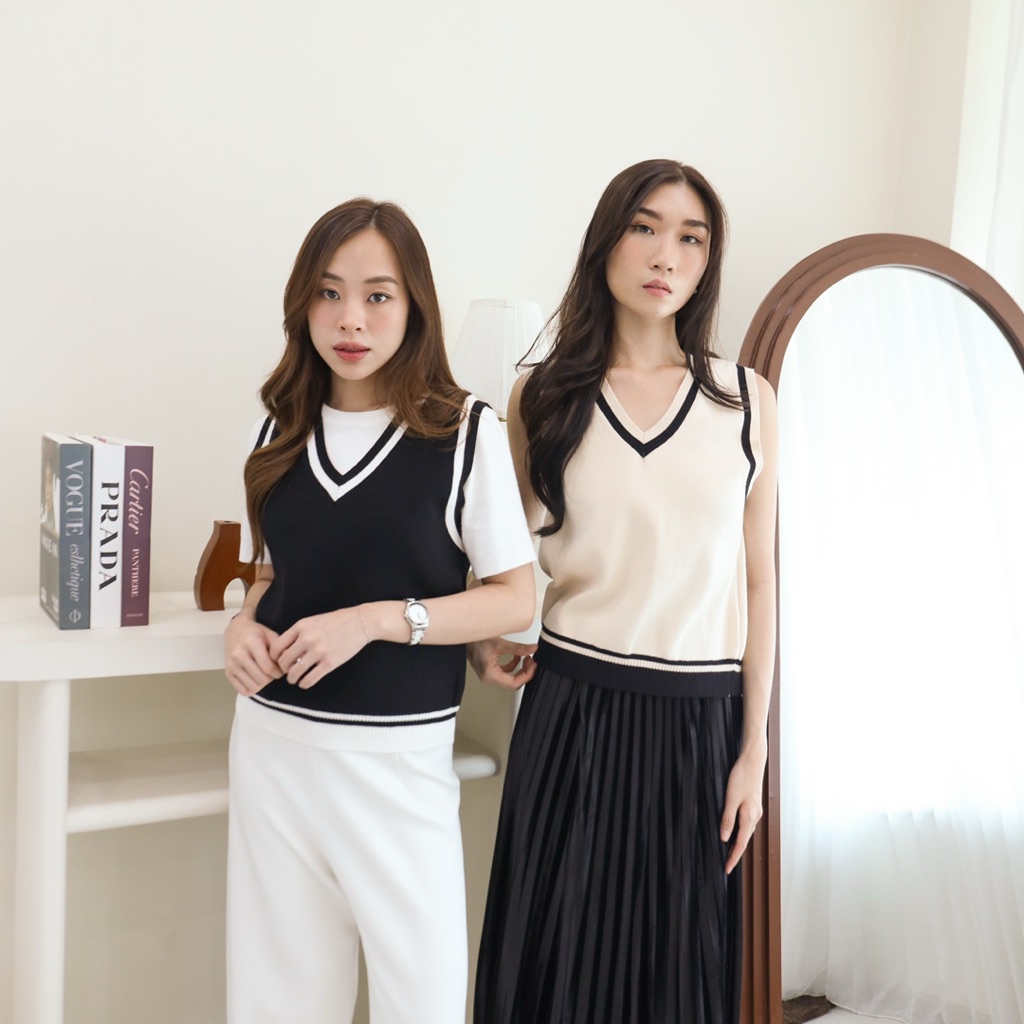 GENUINE Hailey Vest / Atasan Rajut Korea / Rompi Hijab / Vest Wanita