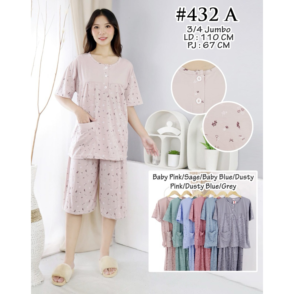 3/4 jumbo merek Benova katun set baju tidur