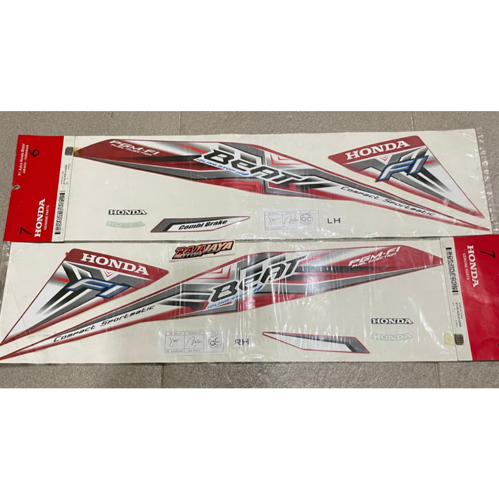 striping set kanan kiri sticker warna hitam merah beat fi th 2014 2015 original hgp ahm baru