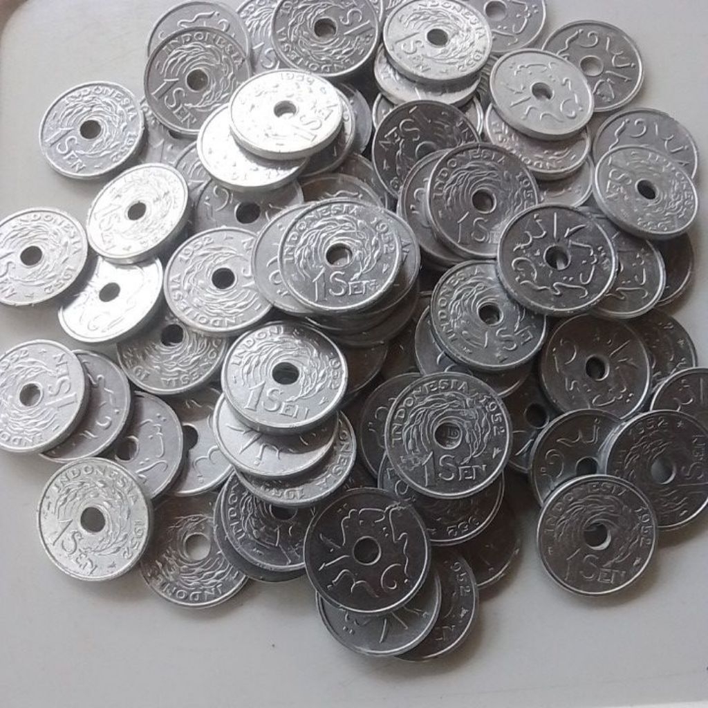 UANG KUNO 1 SEN ALUMUNIUM TAHUN 1952