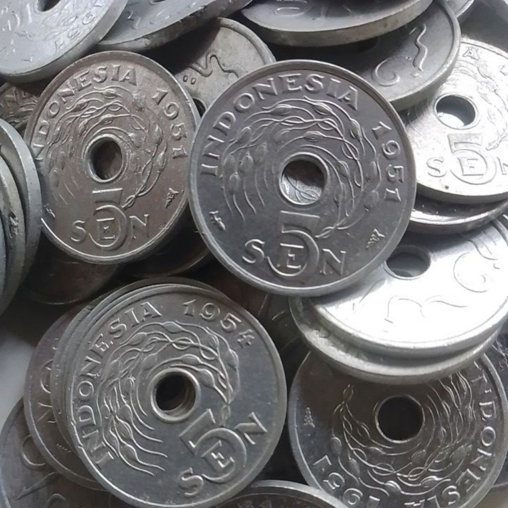 UANG KUNO KOIN 5 SEN ALUMUNIUM BOLONG