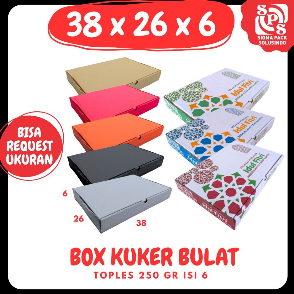 

Box KuKer 38x26x6 LD Toples 250 Gram isi 6 Kardus/Karton/Kue Kering/Idul Fitri