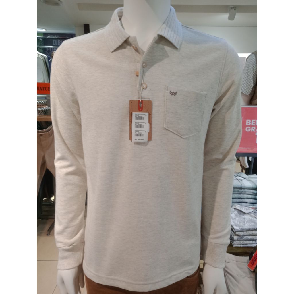 Watchout Kaos Kerah  Panjang Cream WK300220005