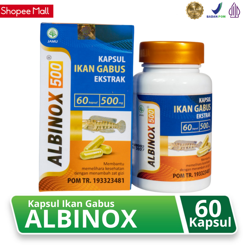 ALBINOX 500 Kapsul Ikan Gabus Ekstrak | Penyembuh Luka Pasca Operasi Caesar Diabetes Albumin Tinggi