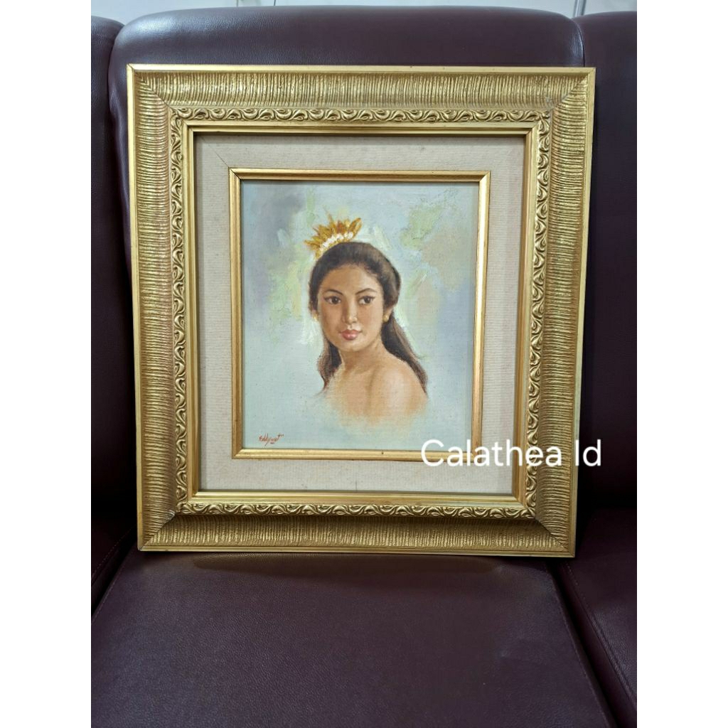 Lukisan Gadis Bali Realis/ Dekorasi Dinding Lukisan Bali/ Oil Painting Gadis Bali/ Dekorasi Resto Lu