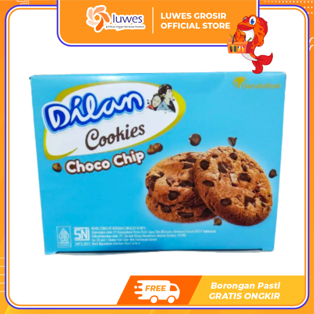 

[GROSIR] Dilan Cookies Choco Chip Box Isi 23pcs Biskuit Cokelat Chip Chocolate Crunchy Caramel Murah