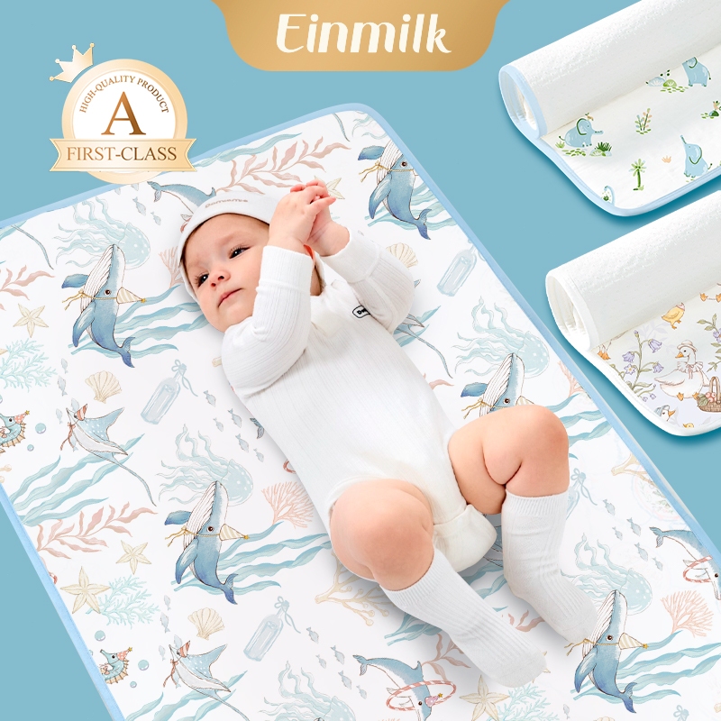 Einmilk Perlak Organik Bayi/Perlak Bayi Waterproof Perlak Changing Pad Perlak Bayi untuk ompol Perla