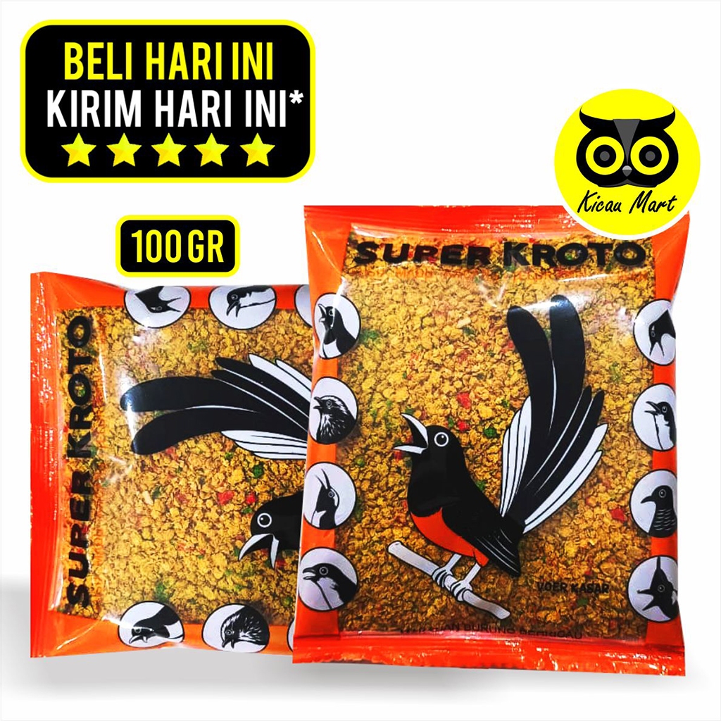 KICAU MART Pakan Burung Murai Batu Super Kroto Voer Kasar 100gr Anti Stress Pur Pakan Makanan Burung