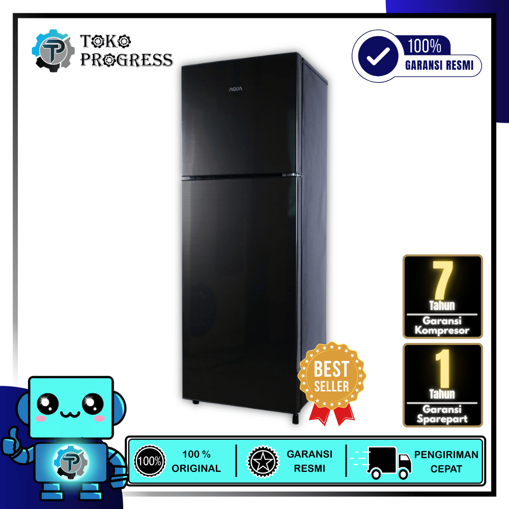 KULKAS 2 PINTU AQUA AQR-D261 TANPA BUNGA ES