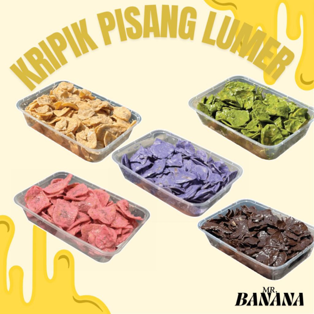 

Keripik pisang lumer By mr.banana coklat matcha taro stoberi tiramisu